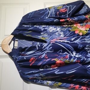 𝅺TEDDI of California Vintage 70's 3/4  Sleeve Floral Mandarin Neckline Blouse